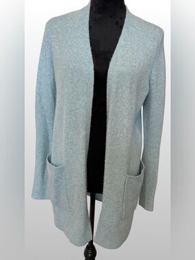 Light Blue Open-Front Women's Sweater Cardigan